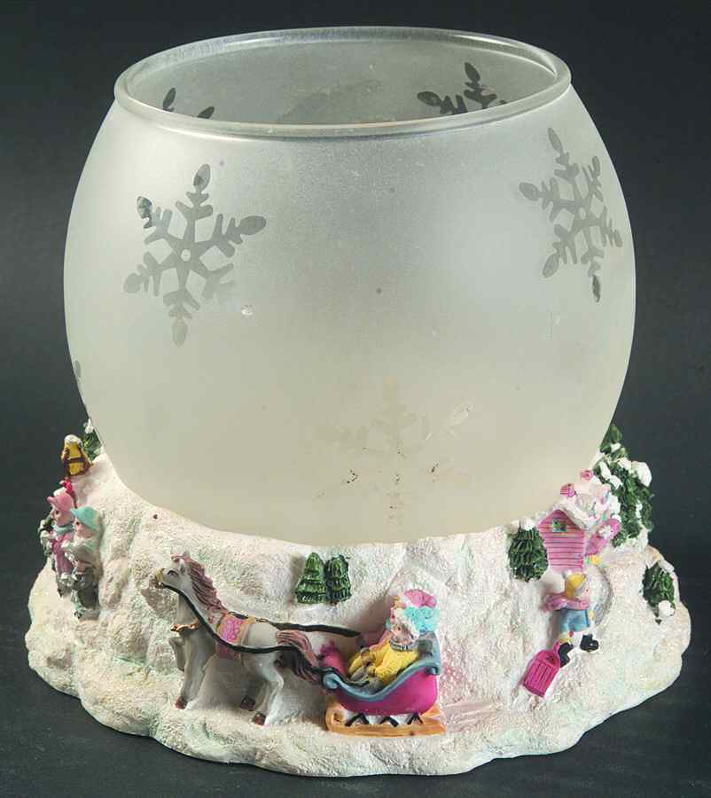 Snow Village 2 Piece Sculptured Tea Light Globe by Pfaltzgraff-1