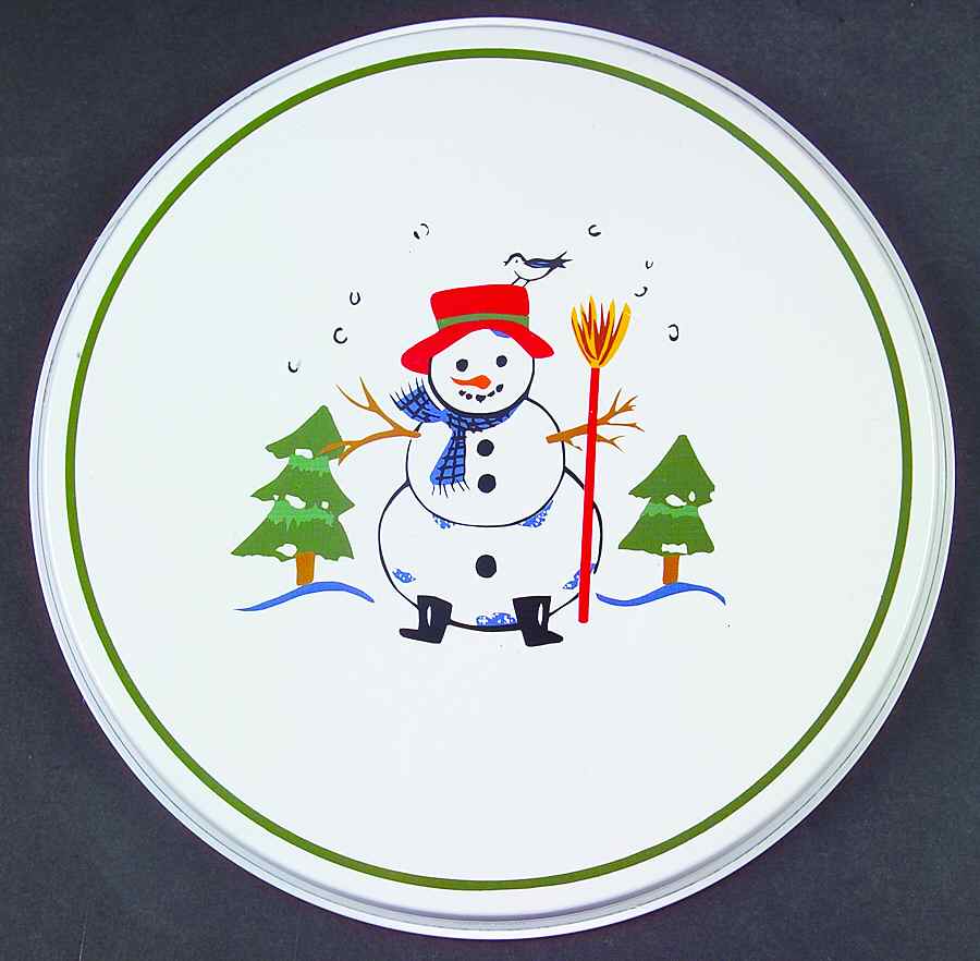 Snow Village 8" Individual Tin Round Stove Cover by Pfaltzgraff-1