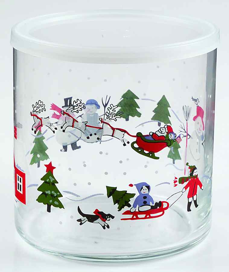 Snow Village Medium Glassware Storage Jar & Lid by Pfaltzgraff-1