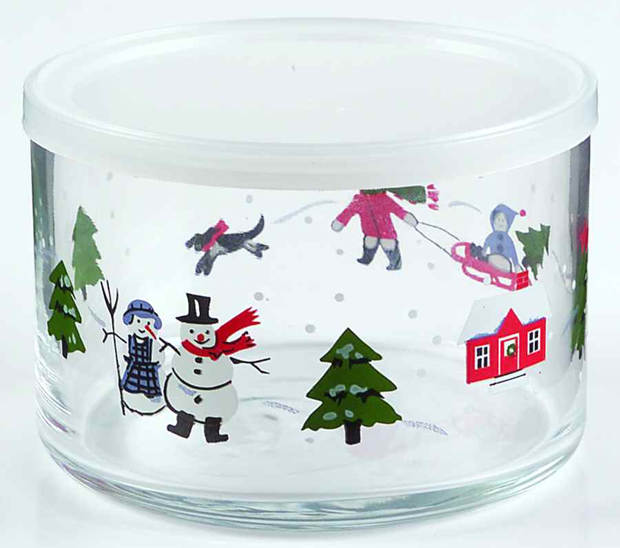 Snow Village Small Glassware Storage Jar & Lid by Pfaltzgraff-1