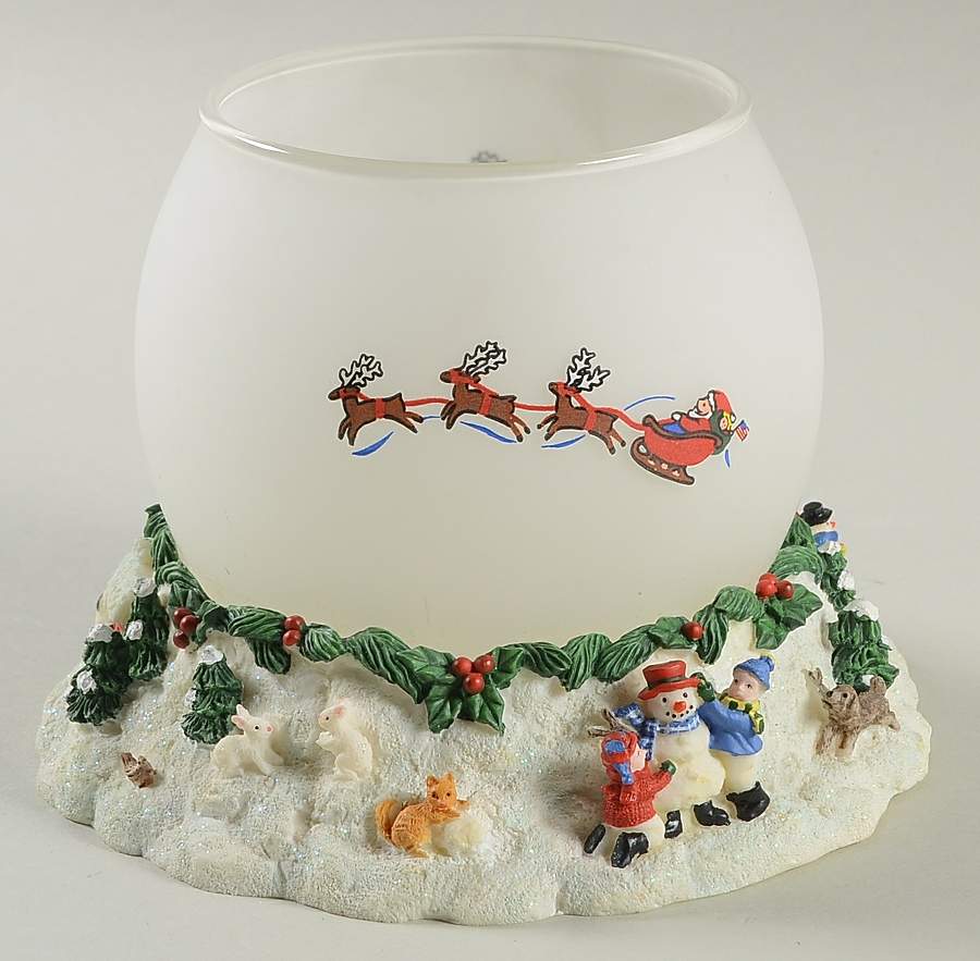 Snow Village Sculptured Frosted Candle Lite by Pfaltzgraff-1