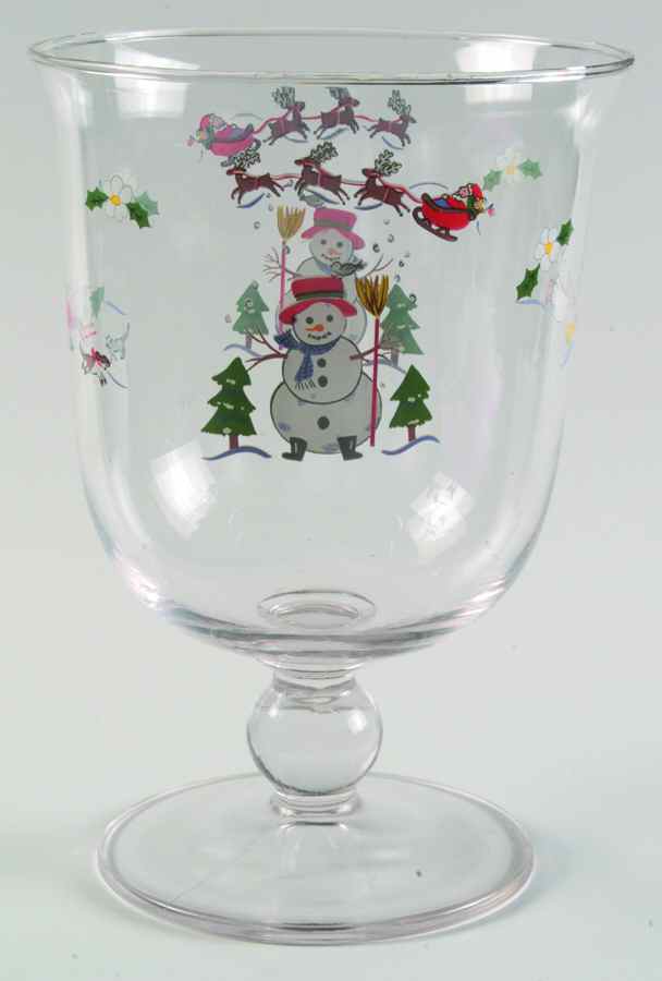 Snow Village Pedestal Glassware Hurricane by Pfaltzgraff-1