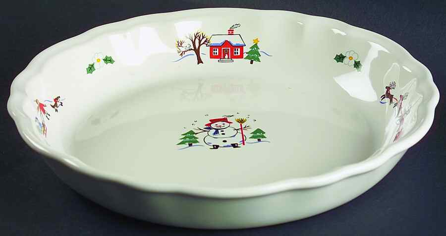 Snow Village Pie Serving Plate by Pfaltzgraff-1