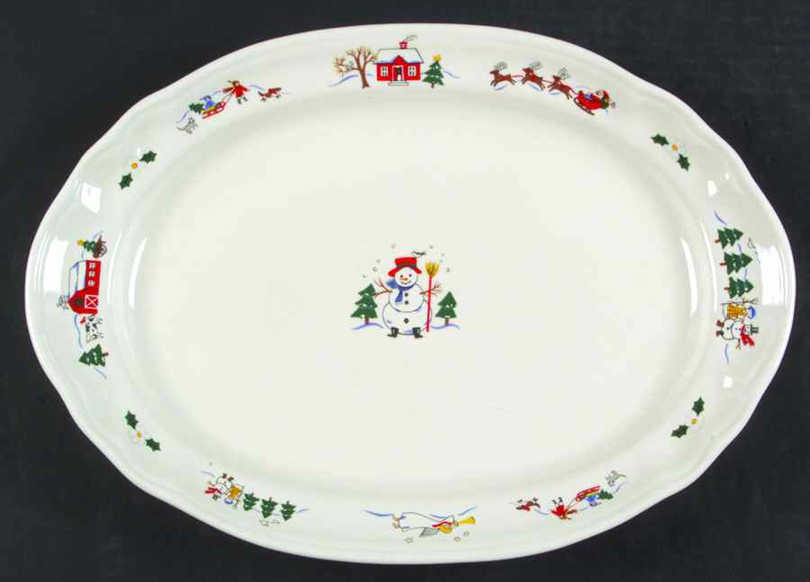 Snow Village 15" Oval Serving Platter by Pfaltzgraff-1