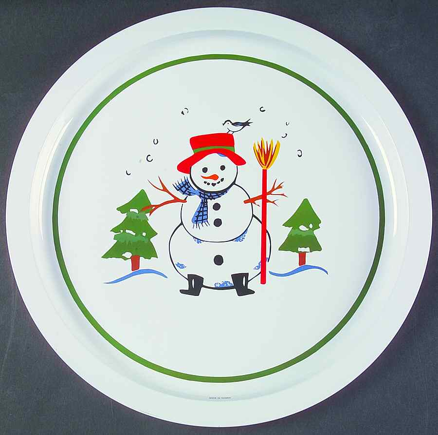 Snow Village 13" Metal Round Tray by Pfaltzgraff-1