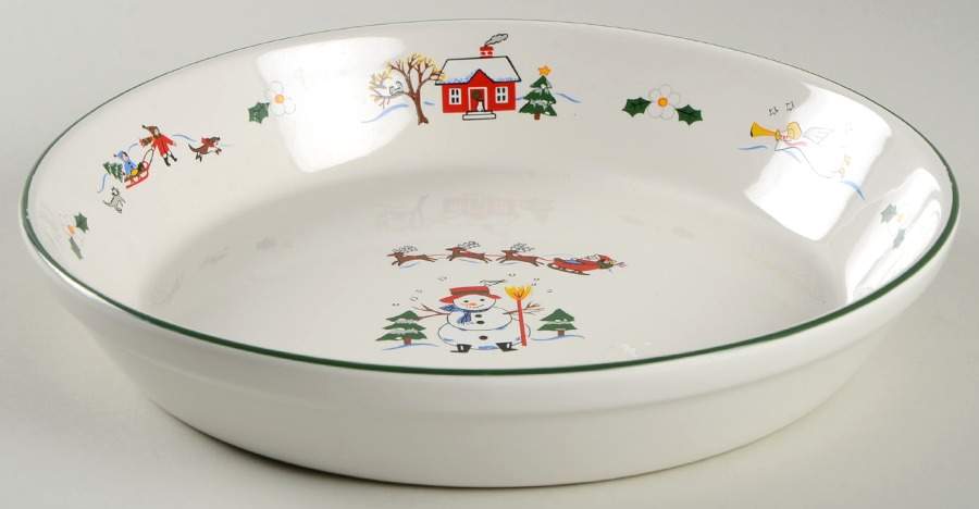 Snow Village 9" Pie Baking Plate by Pfaltzgraff-1