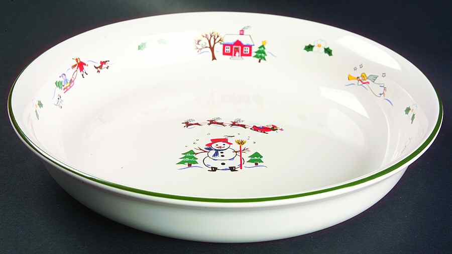 Snow Village Deep Pie Serving Plate by Pfaltzgraff-1