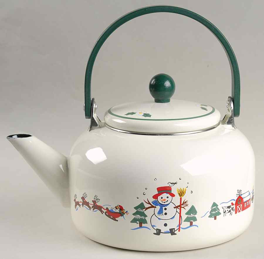 Snow Village Metal Kettle & Lid by Pfaltzgraff-1