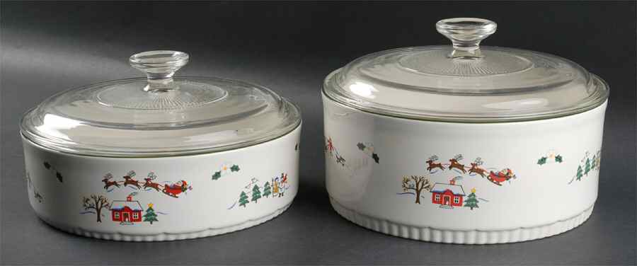 Snow Village 4-Piece Bakeware Set (2 Bakers with Lids) by Pfaltzgraff-1