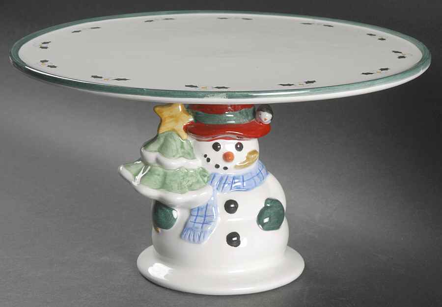 Snow Village 11" Diameter Pedestal Cake Stand by Pfaltzgraff-1