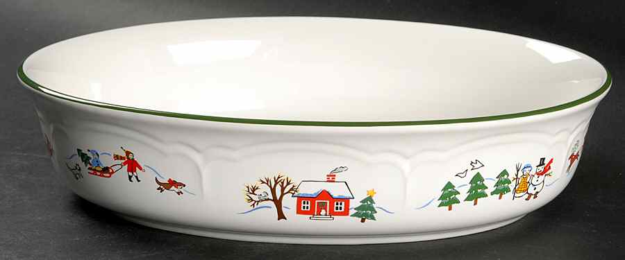 Snow Village 10" Oval Baker by Pfaltzgraff-1
