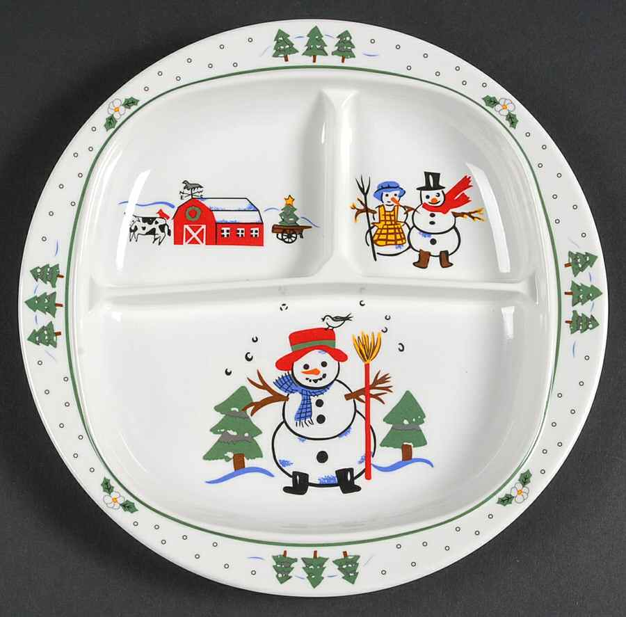 Snow Village Melamine Adult Divided Plate by Pfaltzgraff-1