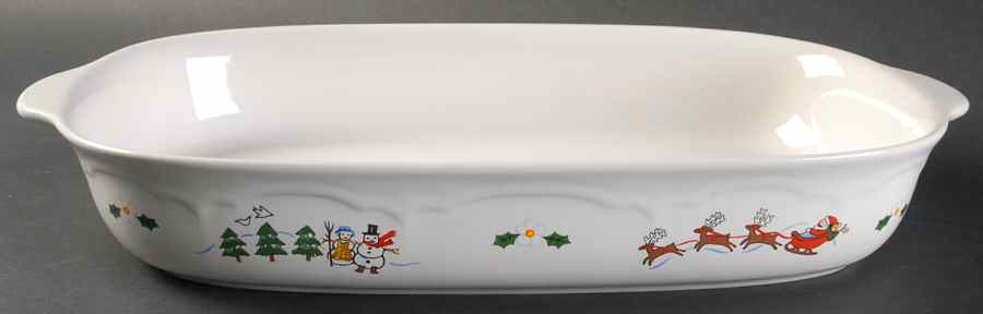 Snow Village 14" Rectangular Baker by Pfaltzgraff-1