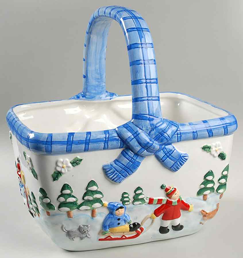 Snow Village Sculpted Basket by Pfaltzgraff-1