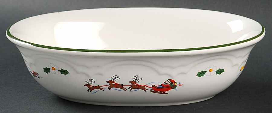 Snow Village 8" Oval Vegetable Bowl by Pfaltzgraff-1