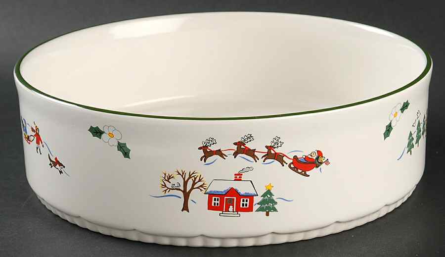 Snow Village 1.5 Quart Round Covered Baker No Lid by Pfaltzgraff-1