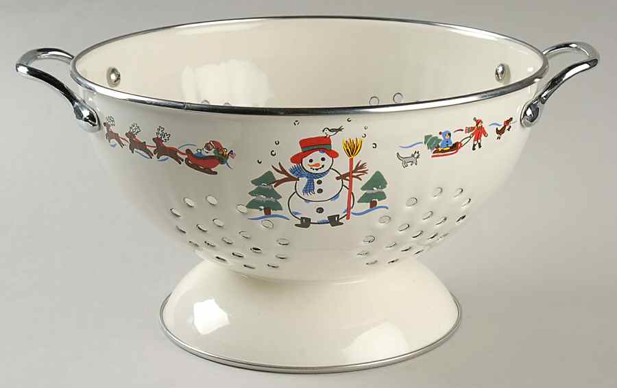 Snow Village Metal Colander by Pfaltzgraff-1