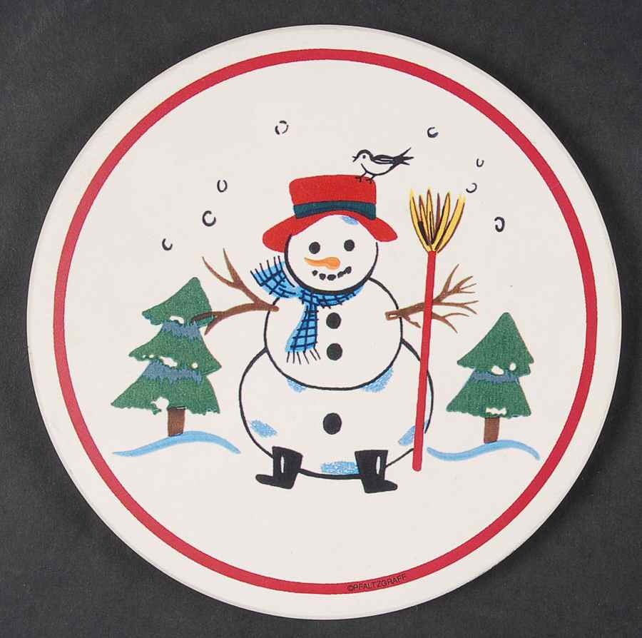 Snow Village Round Cork Back Trivet by Pfaltzgraff-1