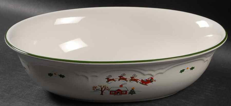 Snow Village 11" Oval Vegetable Bowl by Pfaltzgraff-1