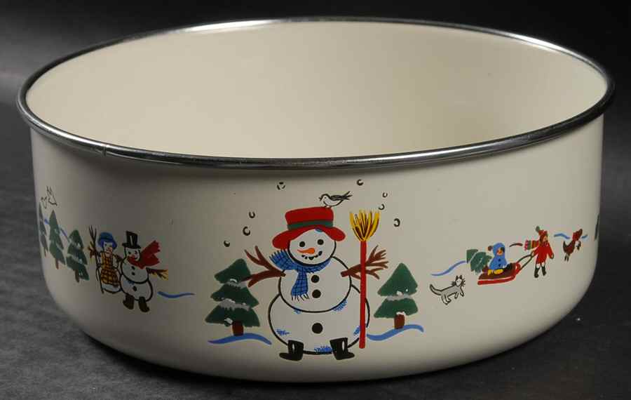 Snow Village 6 5/8" Metal Bowl by Pfaltzgraff-1