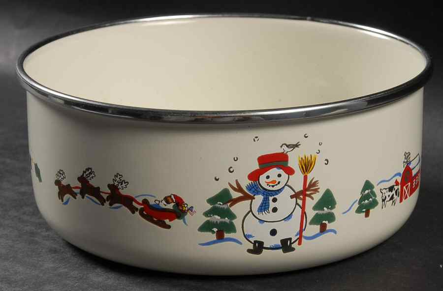 Snow Village 5 3/4" Metal Bowl by Pfaltzgraff-1