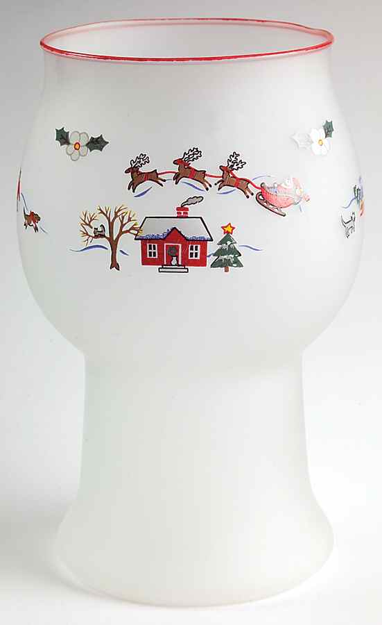 Snow Village Glass Pillar Float Candleholder by Pfaltzgraff-1