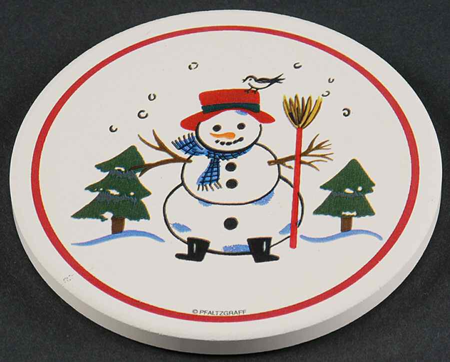 Snow Village Round (Thirsty) Stone Coaster by Pfaltzgraff-1