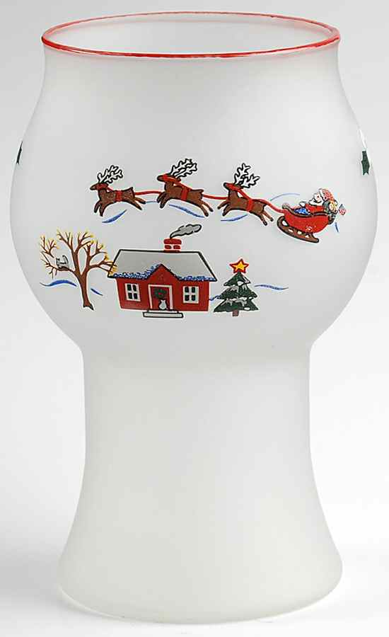 Snow Village Glass Pillar Float Candleholder by Pfaltzgraff-1
