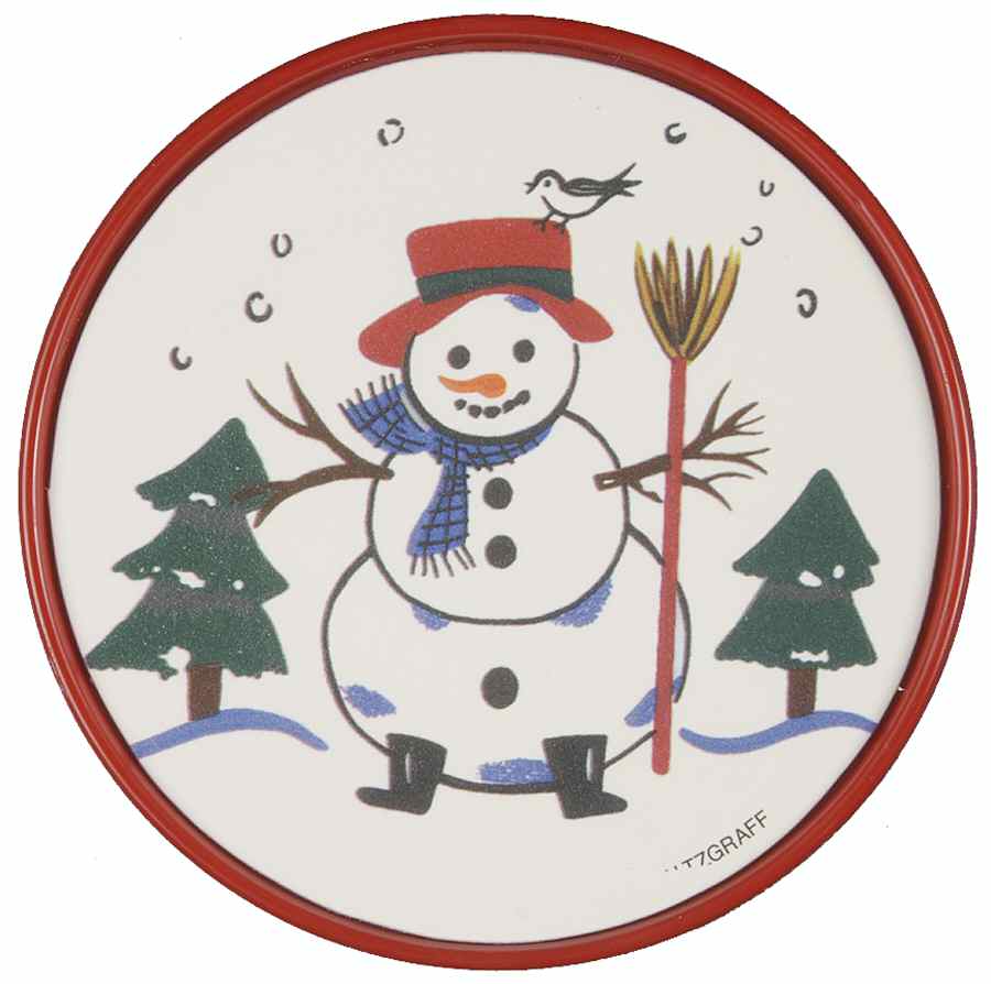 Snow Village Round Coaster with Plastic Back by Pfaltzgraff-1