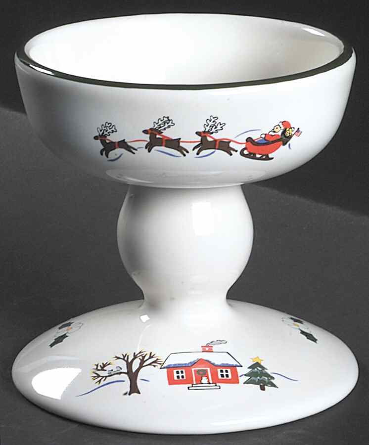 Snow Village Pedestal Candlestick by Pfaltzgraff-1