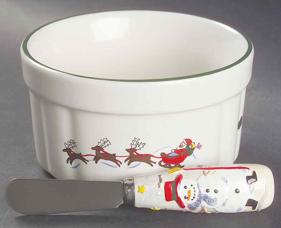 Snow Village Dip Bowl & Spreader Set by Pfaltzgraff-1