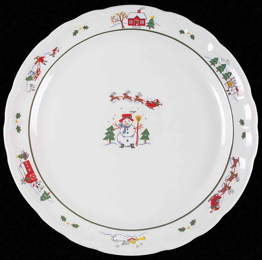 Snow Village 12" Chop Plate (Round Platter) by Pfaltzgraff-1