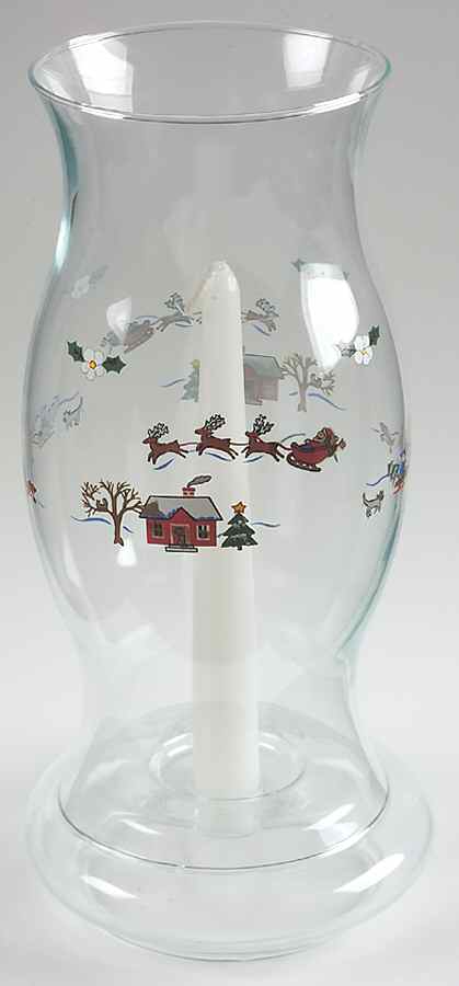 Snow Village (2 Piece) Glassware Hurricane Lamp by Pfaltzgraff-1