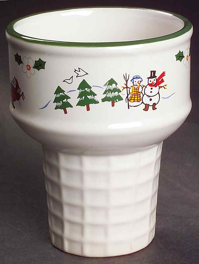 Snow Village Ice Cream Cone Shaped Dish by Pfaltzgraff-1