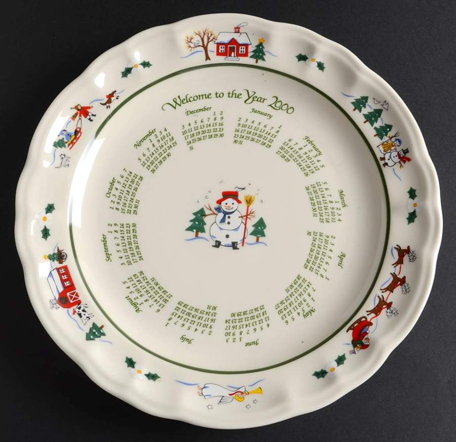 Snow Village "2000" Calendar Plate by Pfaltzgraff-1