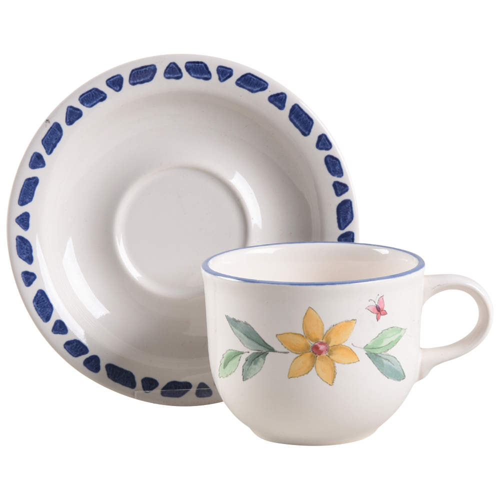 Summer Garden Flat Cup & Saucer Set by Pfaltzgraff-1