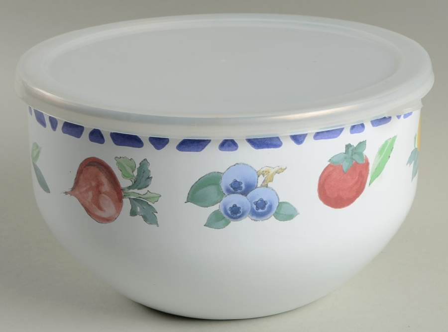 Summer Garden 7 3/4" Metal Bowl W/Plastic Lid by Pfaltzgraff-1