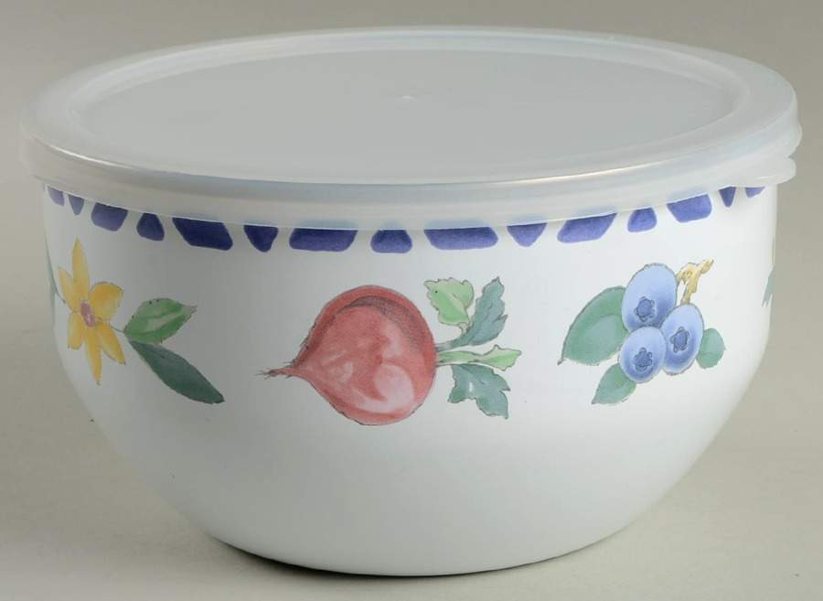Summer Garden 7" Metal Bowl & Plastic Lid by Pfaltzgraff-1