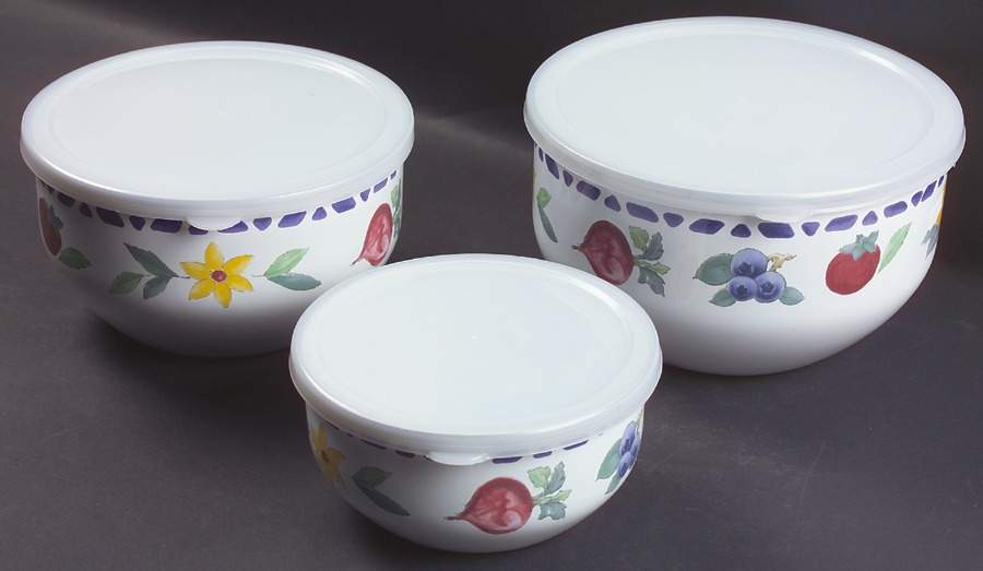 Summer Garden (3 Pc) Metal Bowl Set & Lid (5 7/8",7",7 3/4") by Pfaltzgraff-1