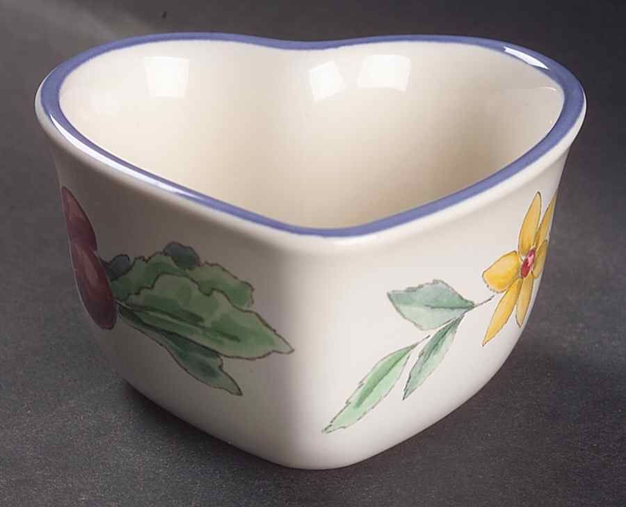 Summer Garden Heart Shaped Custard Cup by Pfaltzgraff-1