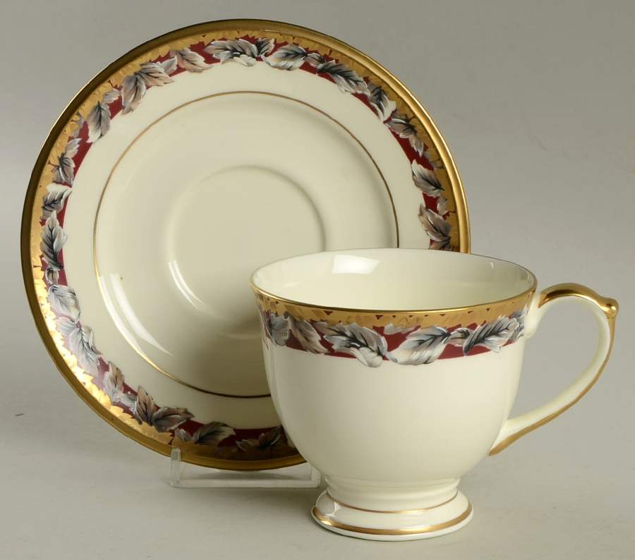 Tapestry Footed Cup & Saucer Set by Pfaltzgraff-1