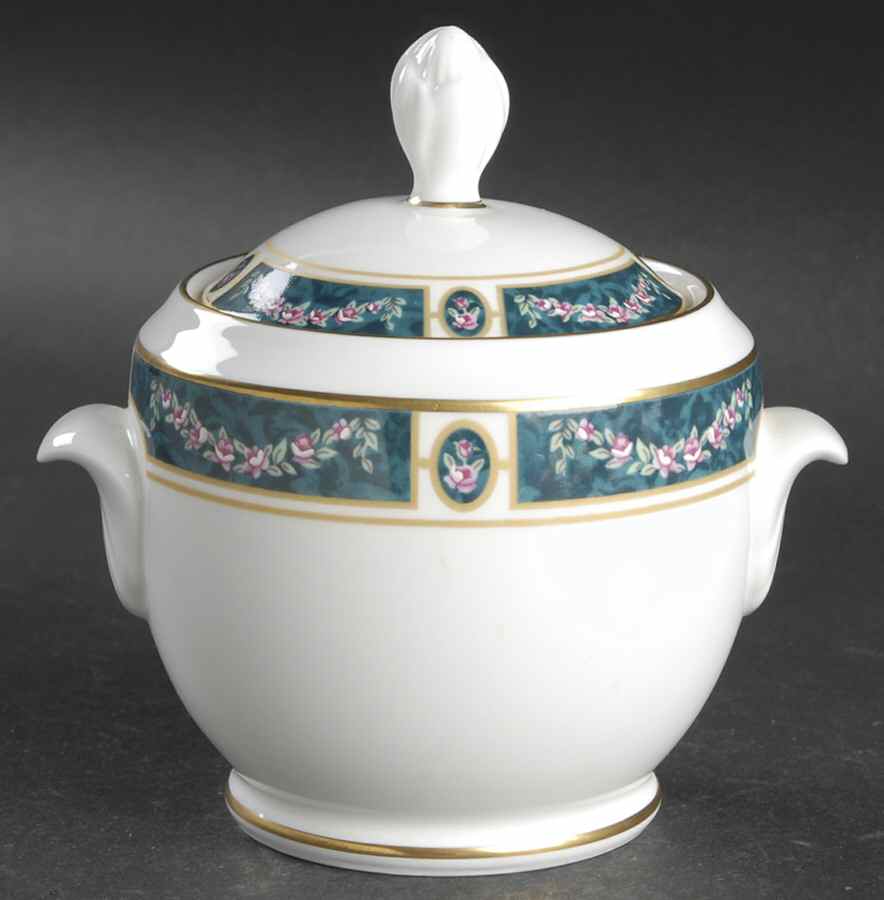 Teal Garland Sugar Bowl & Lid by Pfaltzgraff-1