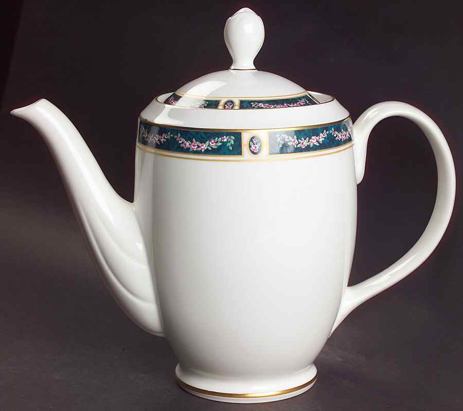 Teal Garland Coffee Pot & Lid by Pfaltzgraff-1