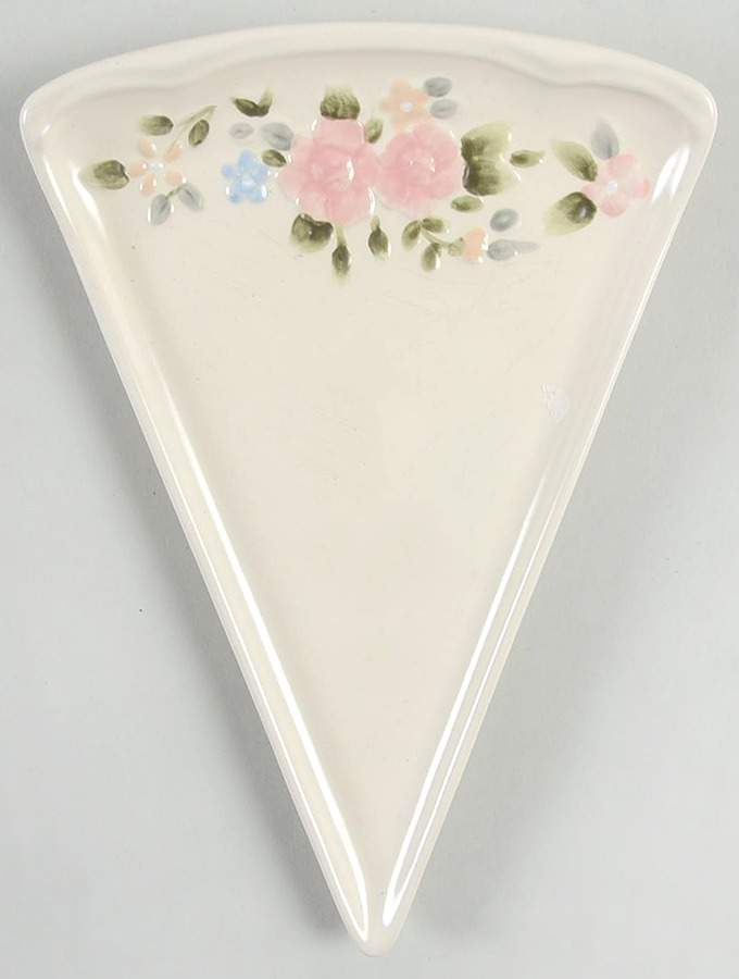 Tea Rose Triangular Shape Slice Plate by Pfaltzgraff-1