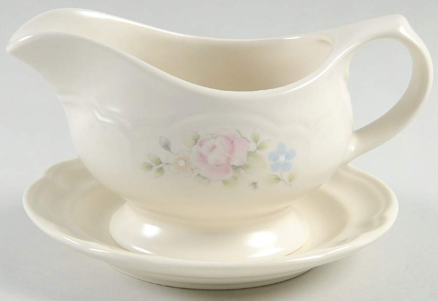 Tea Rose Gravy Boat & Underplate by Pfaltzgraff-1
