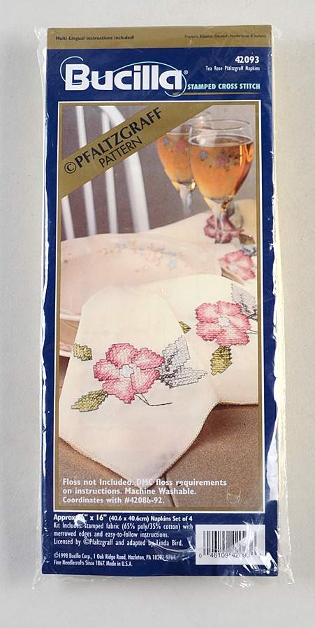 Tea Rose Napkin Cross Stitch Kit by Pfaltzgraff-1