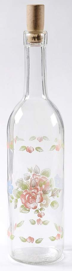 Tea Rose Glassware Bottle with Cork Stopper by Pfaltzgraff-1