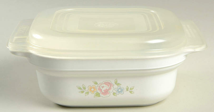 Tea Rose 1 Qt Sq Oven/Microwave Casserole W/Plastic Lid by Pfaltzgraff-1