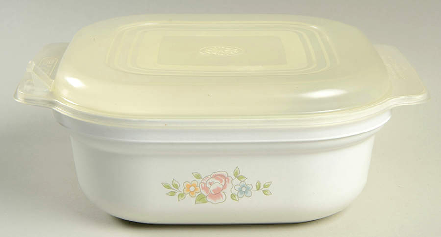Tea Rose 1.5 Qt Sq Oven/Microwave Casserole w/Plastic Lid by Pfaltzgraff-1