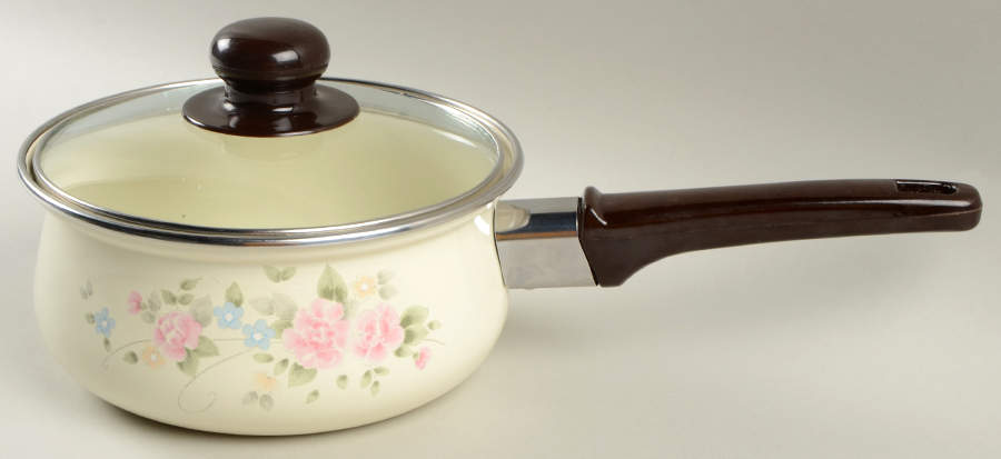 Tea Rose 2 Quart Metal Covered Saucepan by Pfaltzgraff-1